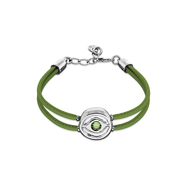 Купить Кожаный браслет глаз Ser Intuitiva с зеленым кристаллом, с серебром - Фото 6
