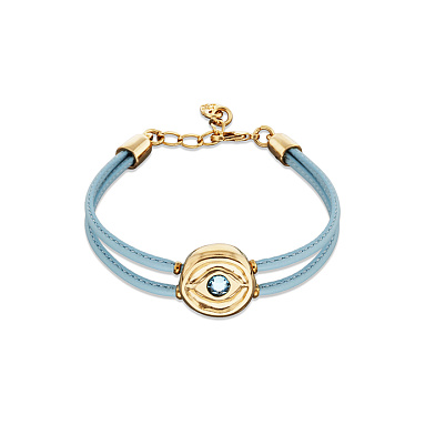 Купить Кожаный браслет глаз Ser Intuitiva с бирюзовым кристаллом, с золотом - Фото 6