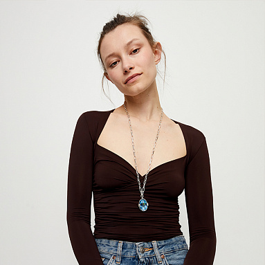 Купить Ожерелье Ser Deslumbrante с голубым кристаллом, с серебром - Фото 10