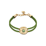 Кожаный браслет глаз Ser Intuitiva с зеленым кристаллом, с золотом