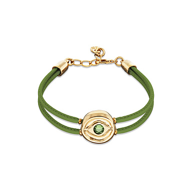 Купить Кожаный браслет глаз Ser Intuitiva с зеленым кристаллом, с золотом - Фото 6