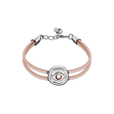Купить Кожаный браслет глаз Ser Intuitiva со светло-розовым кристаллом, с серебром - Фото 6