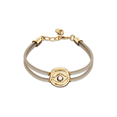 Купить Кожаный браслет глаз Ser Intuitiva с кремовым кристаллом, с золотом - Фото 6