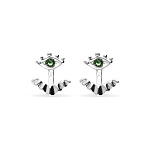 Серьги глаза Ser Intuitiva с зелеными кристаллами, с серебром