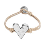 Кожаный браслет Привязанность Beat, с серебром и бежевой кожей