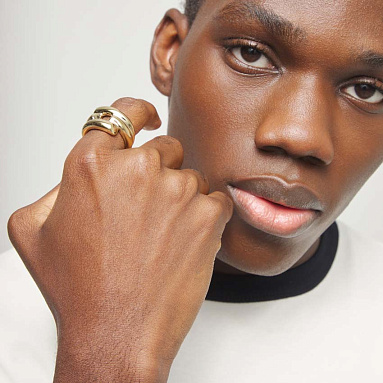 Купить Кольцо Ветвь тройная ROOTS, с золотом - Фото 8