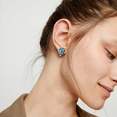 Купить Серьги Ser Deslumbrante с голубым кристаллом, с серебром - Фото 7