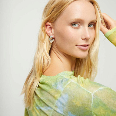 Купить Серьги Сердце Beat, с серебром - Фото 8