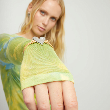 Купить Кожаный браслет Привязанность Beat, с серебром и бежевой кожей - Фото 10