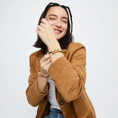 Купить Кожаный браслет карабин Ser Inseparable, с золотом - Фото 9