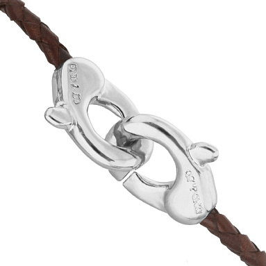 Купить Кожаный браслет карабин Ser Inseparable, коричневый, с серебром - Фото 8