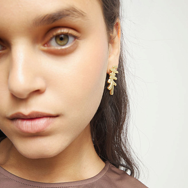 Купить Серьги Лоза ROOTS, с золотом - Фото 7